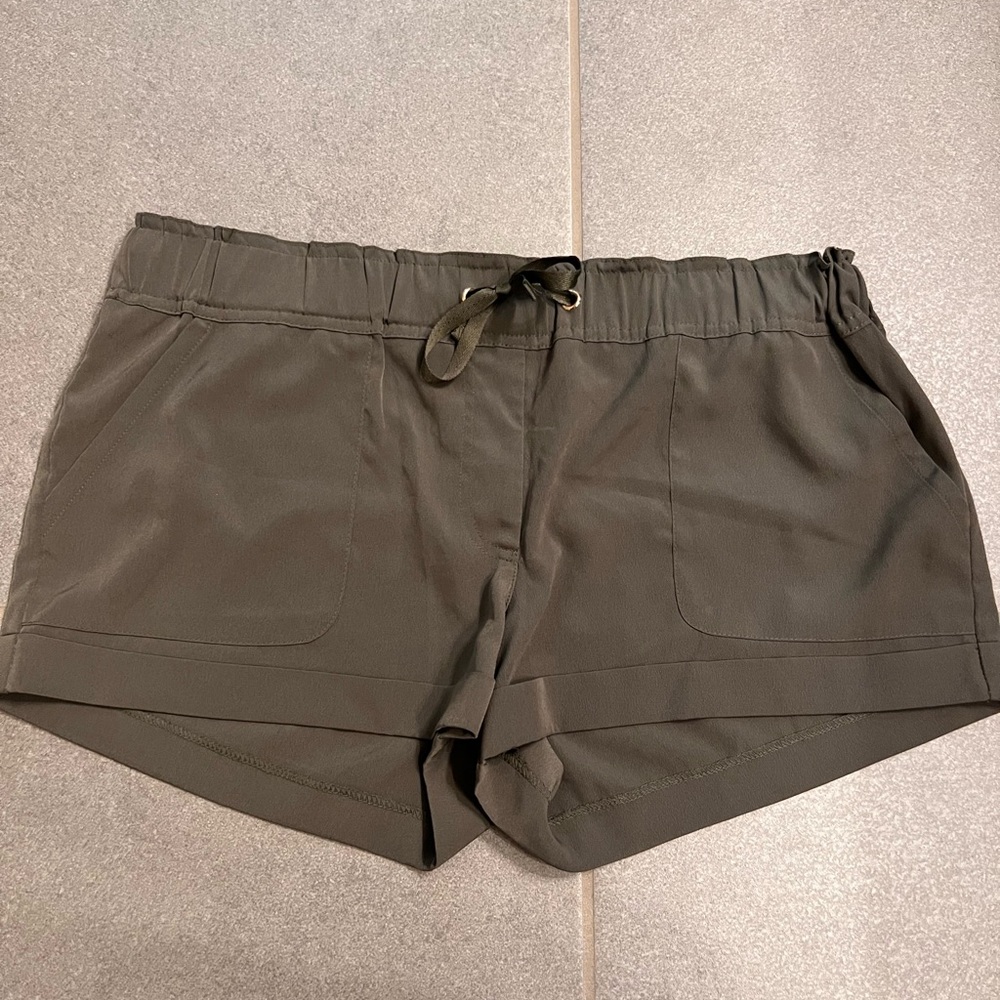 Guess Olive Green Guess Flowy Shorts - Military Utilitarian Cargo Style